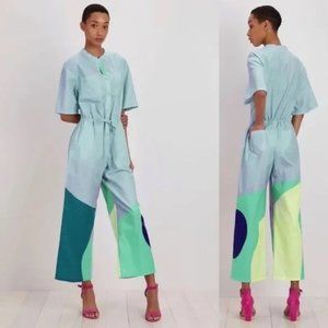 The KIT 'Issa' Jumpsuit Color Block in Aqua
